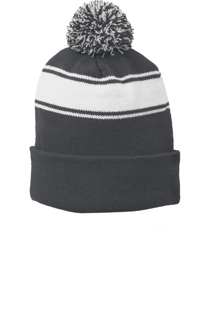 Sport-Tek® Stripe Pom Pom Beanie | STC28